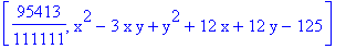 [95413/111111, x^2-3*x*y+y^2+12*x+12*y-125]
